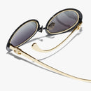 Chanel - Lunettes de soleil ovales Noir & Or
