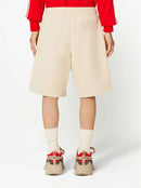 Ami - Short de sport à logo brodé Beige