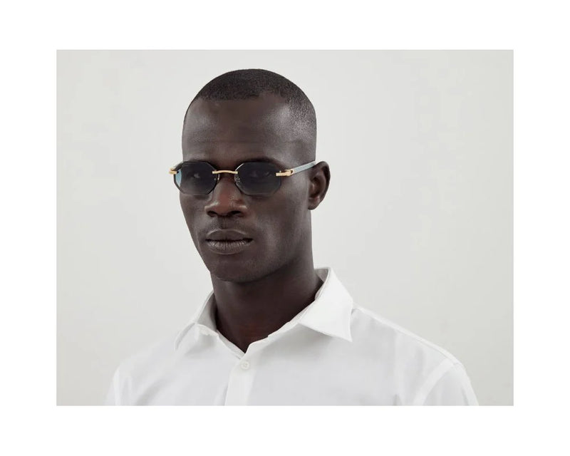 Cartier - Lunettes de Soleil Cartier Corne et Bois Décor Verres Vert