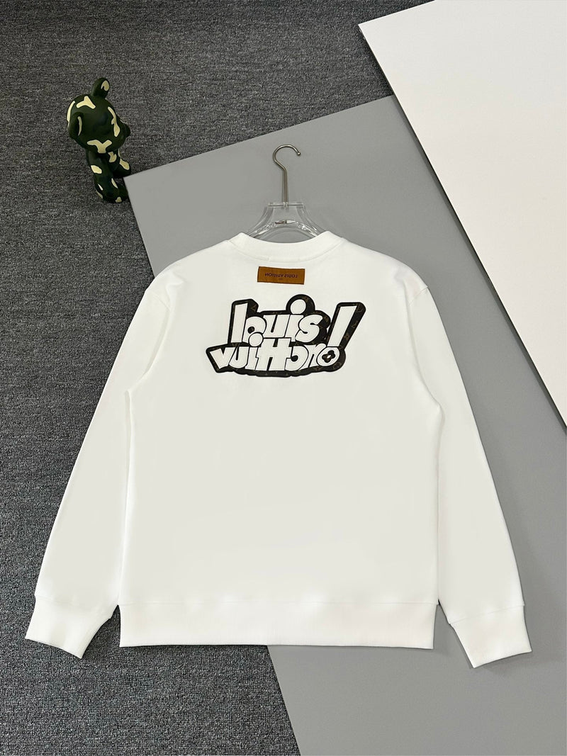 Louis Vuitton - Pull en coton LV à motif Louis Vuitton au dos Blanc