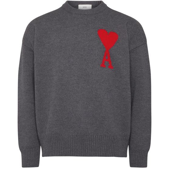 Ami Paris - Pull Ami Gris Coeur Rouge