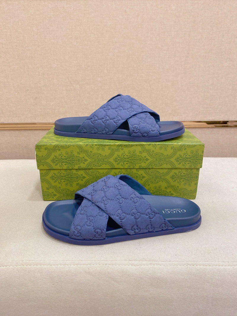Gucci - Mules en Daim GG Bleu II