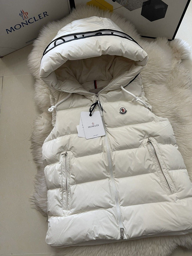 Moncler - Doudoune sans manche à capuche Blanc F