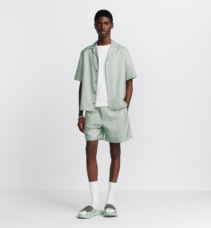Dior - Chemise à manches courtes Dior Oblique Jacquard de soie et coton Vert