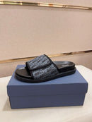 Dior - Sandale en Toile monogramme Dior Bleu Clair/Noir