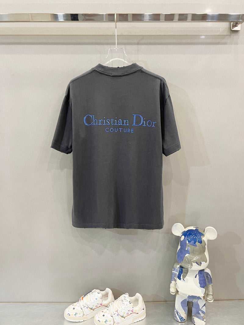 Dior - T-shirt en coton Dior Signature Gris
