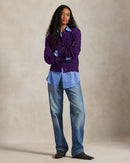 Ralph Lauren - Cardigan torsadé en laine et cachemire Violet aubergine royal