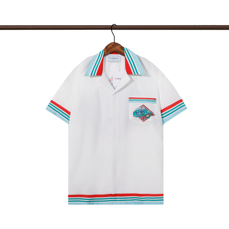 Casablanca Paris - Ensemble CHEMISE + SHORT Casaway Blanc/Bleu/Rouge