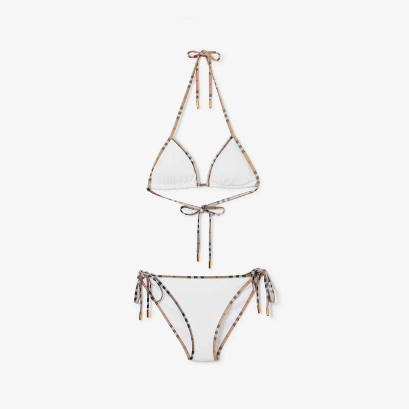 Burberry - Haut et Bas de bikini Check Blanc