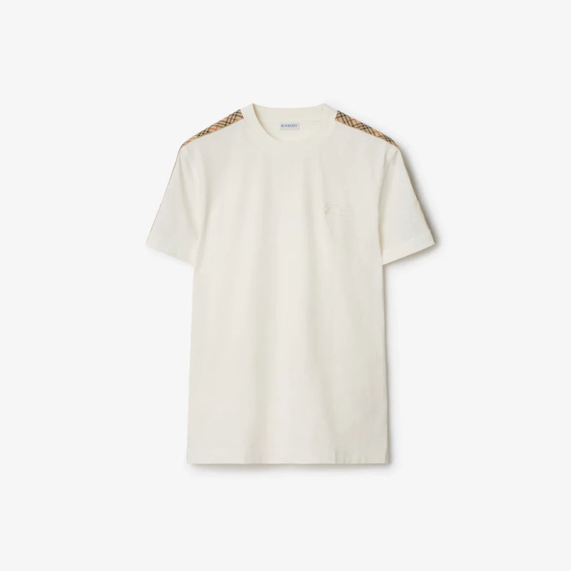 Burberry - T-shirt en coton avec étiquette Chalk