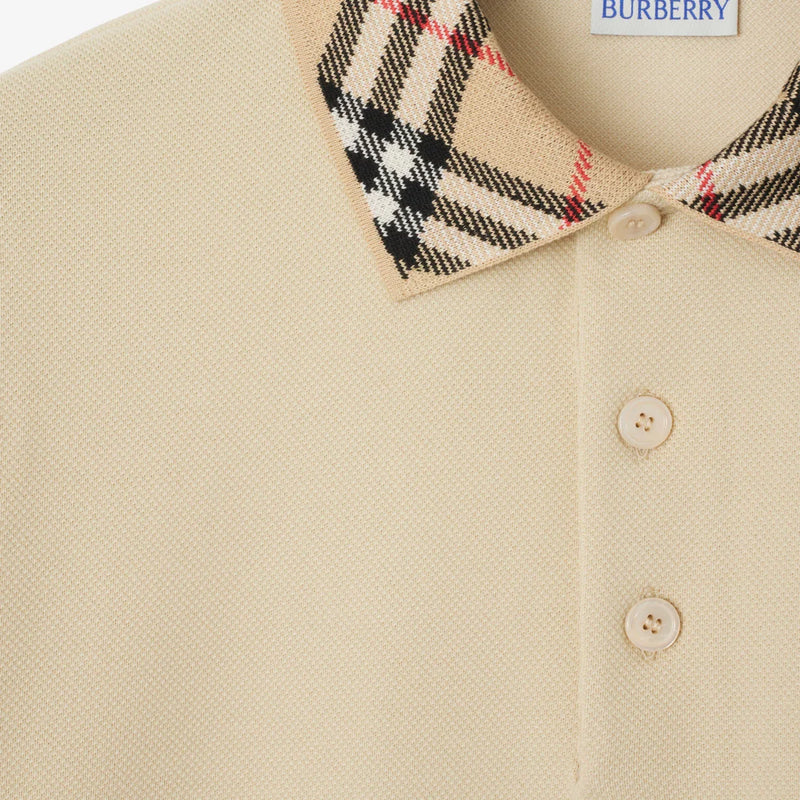 Burberry - Polo à col Check en coton Nutmeg