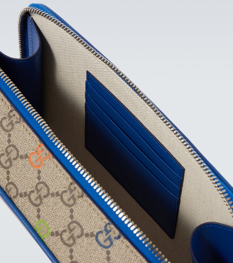 Gucci - Sac en toile GG et cuir Beige Bleu