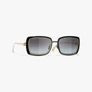 Chanel - Lunettes de soleil rectangles Noir & Or Verres Gris