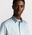 Dior - Chemise à manches courtes Dior Oblique
Sergé de soie Blanche et Bleu Ciel