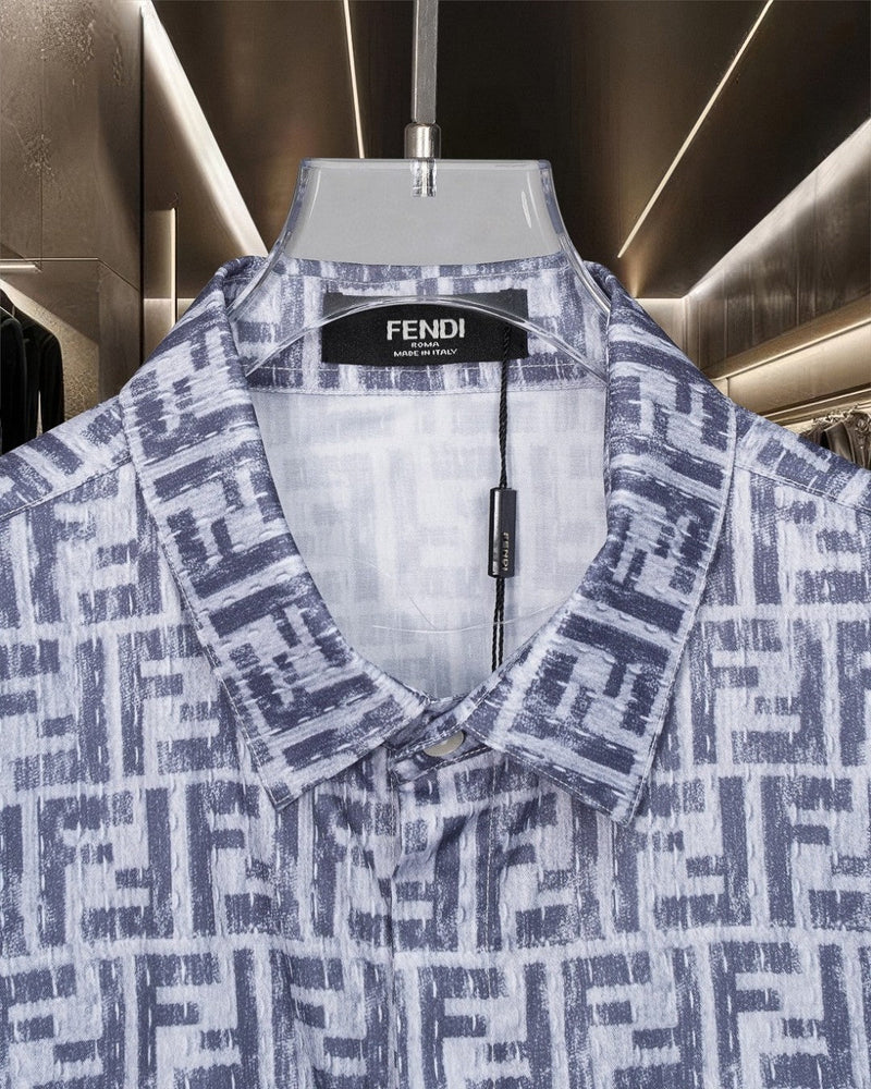 Fendi - Chemise à Manches Courtes avec Motif Monogramme Gris