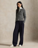 Ralph Lauren - Cardigan torsadé en laine et cachemire Gris flanelle chiné