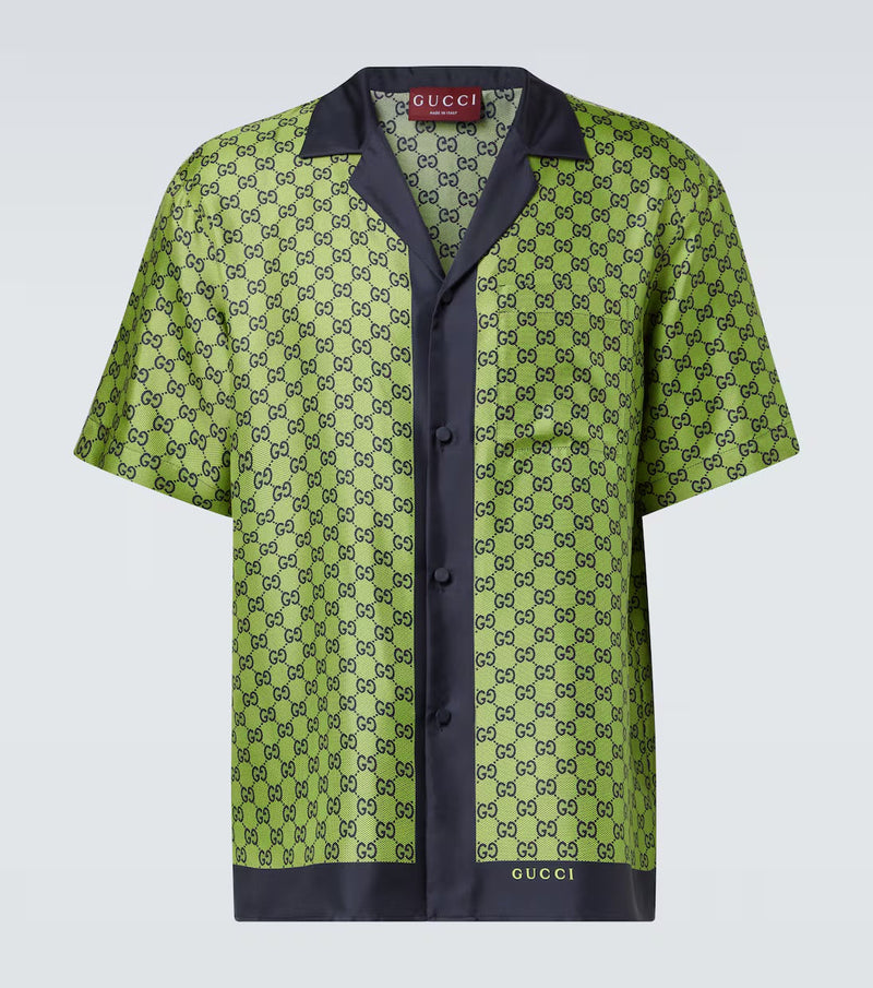 GUCCI - Chemise GG imprimée en soie Vert