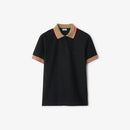 Burberry - Polo en coton avec col à logo Noir