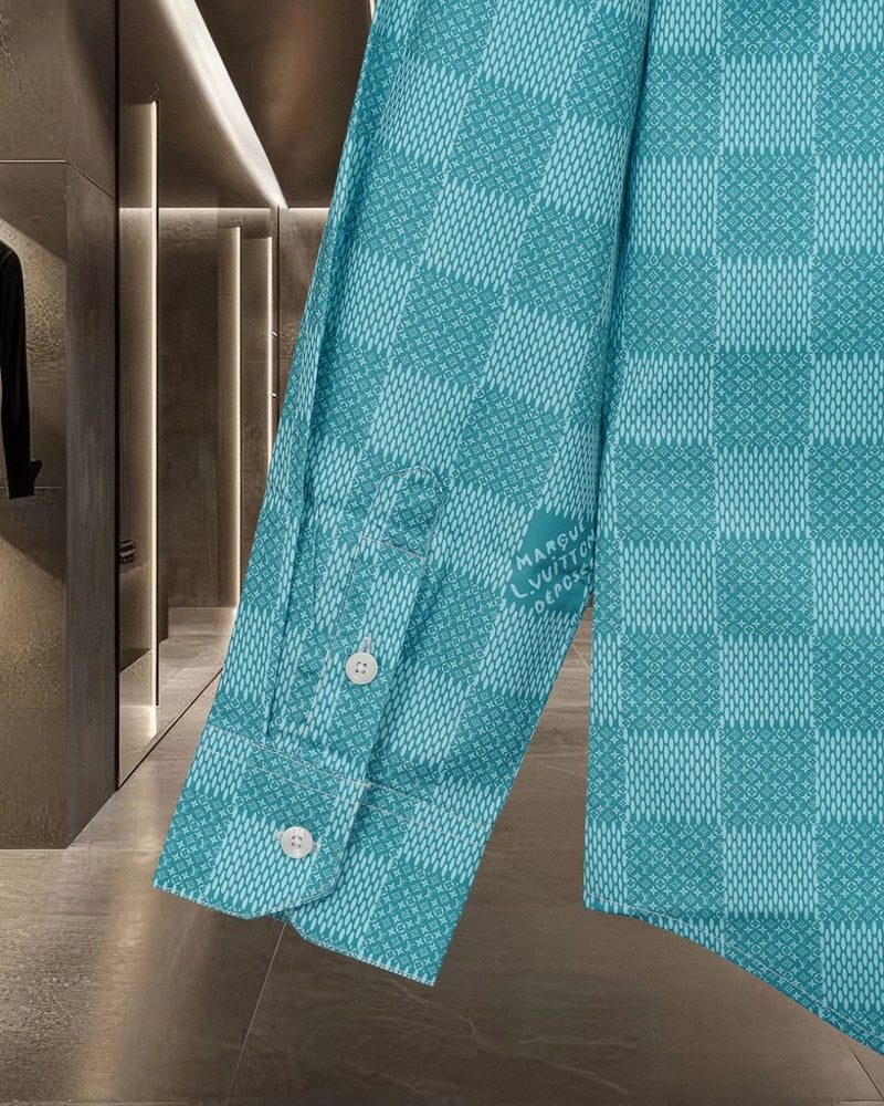 Louis Vuitton - Chemise manches longues motif damier LV Turquoise