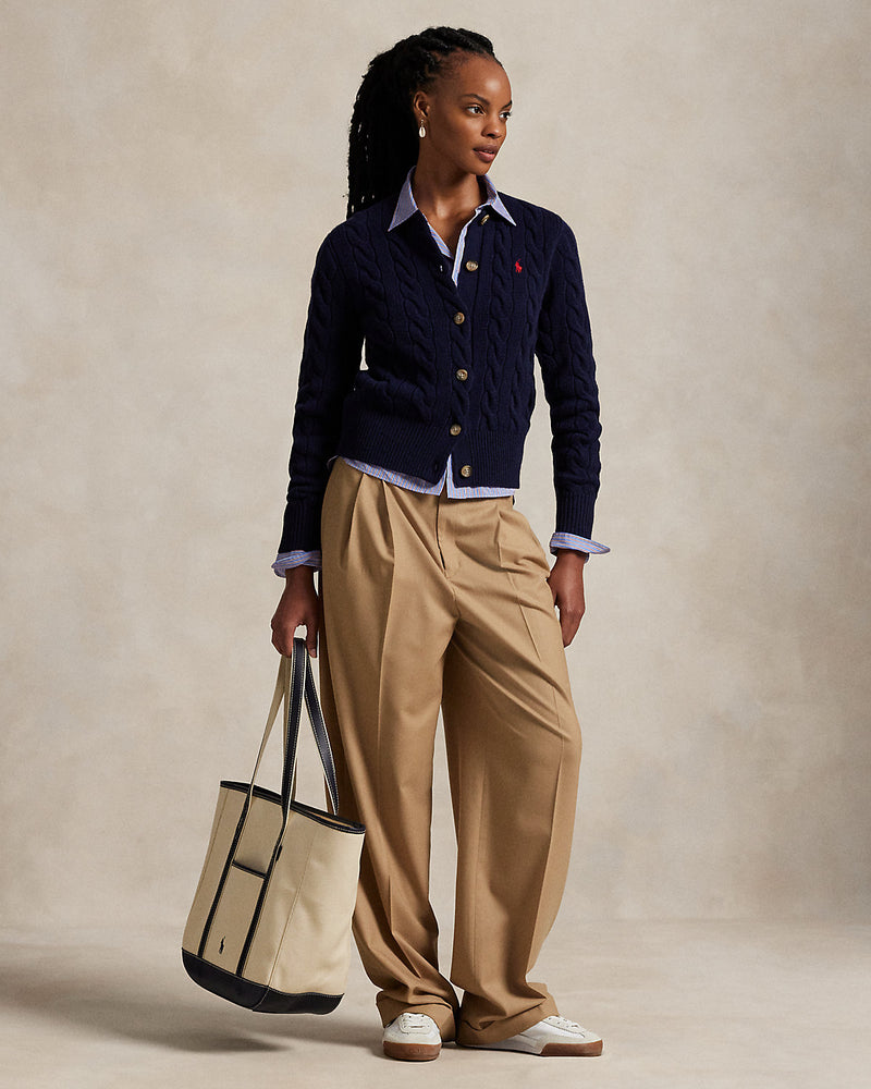 Ralph Lauren - Cardigan torsadé en laine et cachemire Marine chasseur