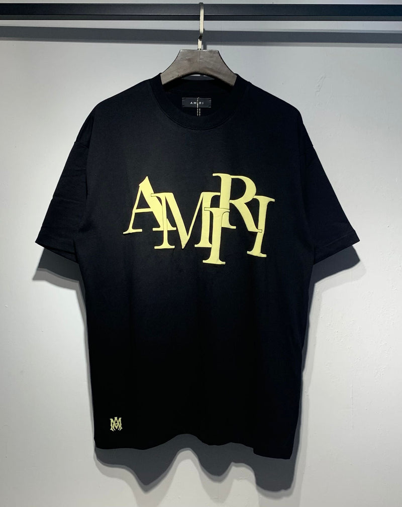 Amiri - T-shirt en coton écriture coloré Noir/Jaune