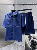 Prada - Ensemble Prada CHEMISE + SHORT Bleu