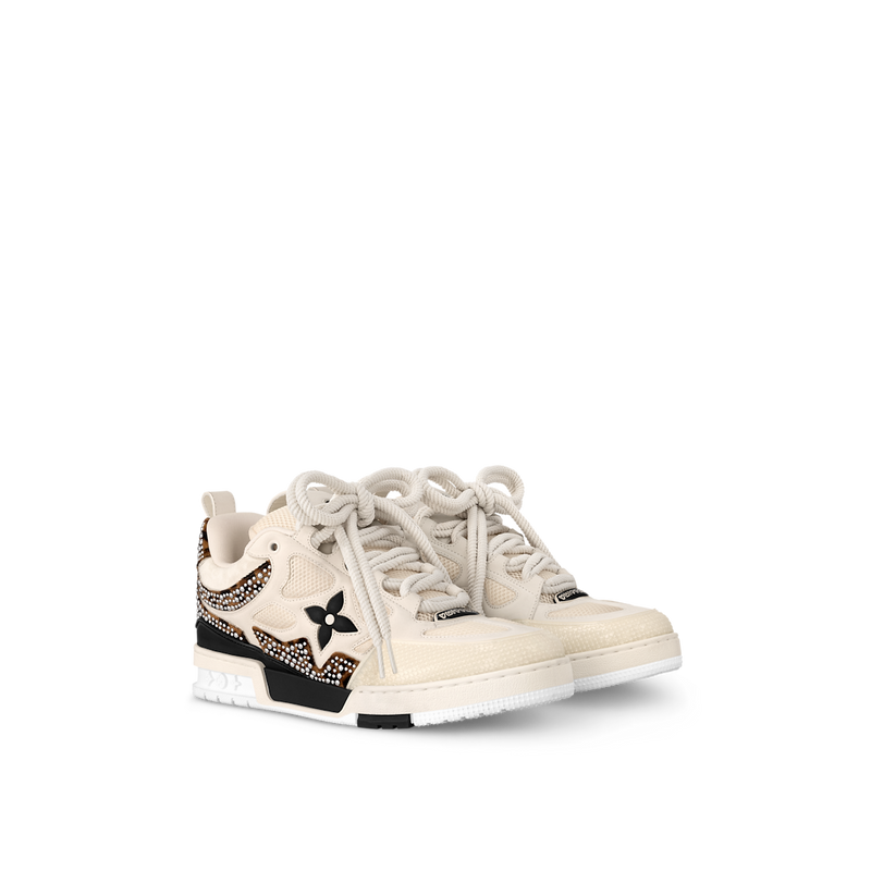 Sneaker LV skate Blanc Cassé Léopard Strass