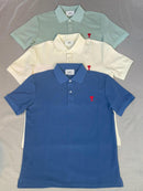 Ami Paris - Polo avec logo brodé Bleu Marine/Bleu Clair/Noir/Beige/Blanc/Vert/Bleu Océan