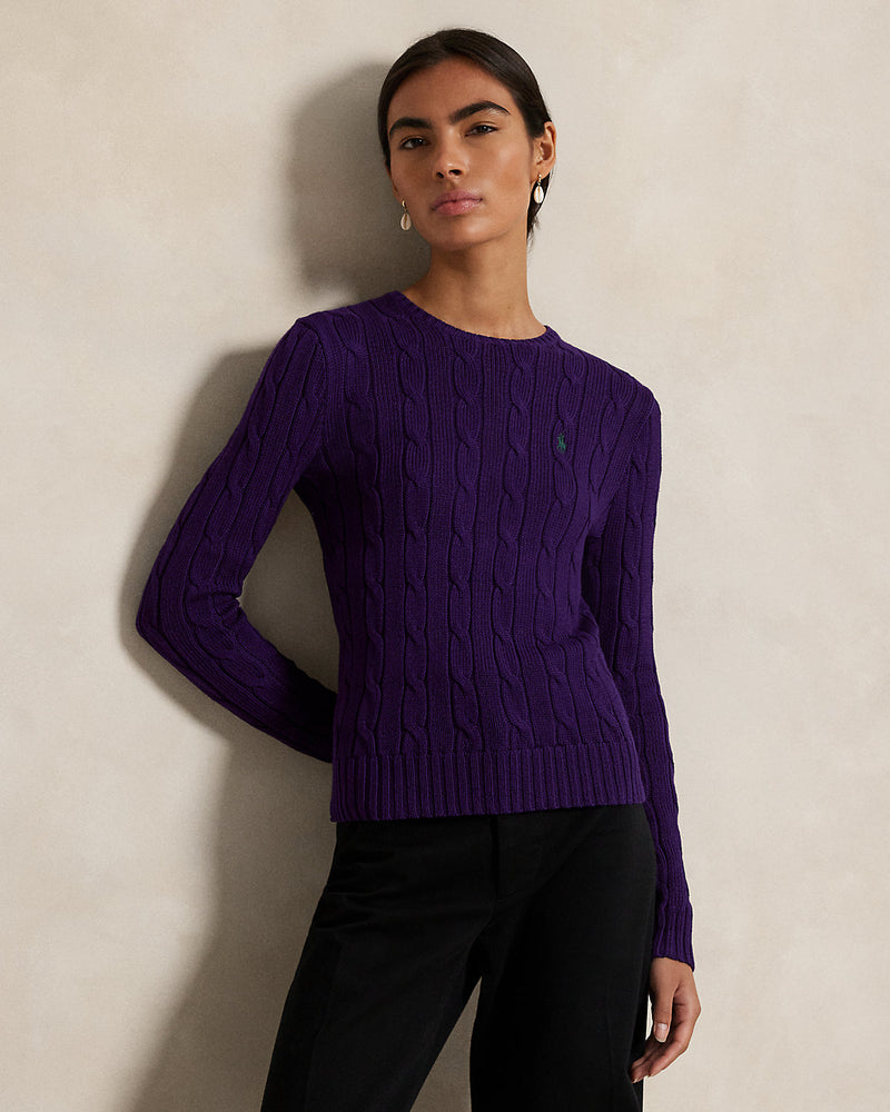Ralph Lauren - Pull torsadé à col rond en coton Branford Purple