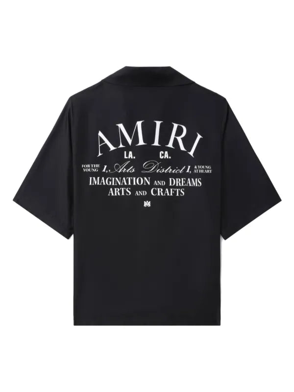 Amiri - Chemise en sois à logo imprimé Noir