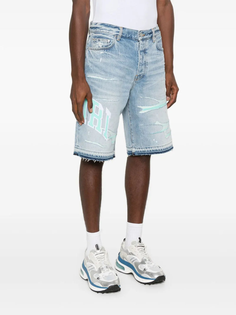 Amiri - Short en jean à logo brodé