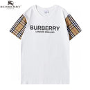 Burberry - T-shirt Burberry avec manches en tartan et inscription "Burberry London England" - Blanc