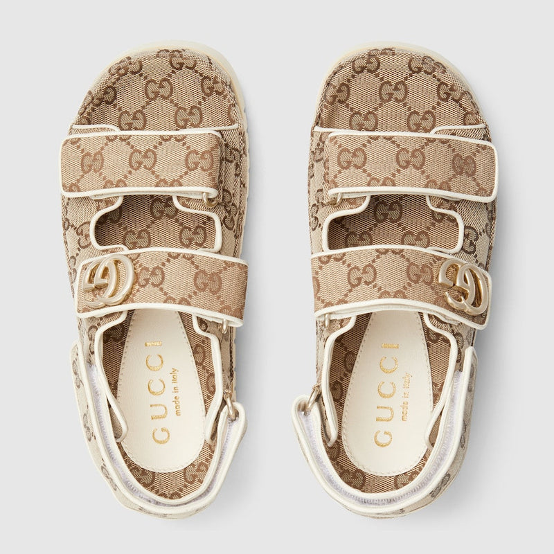 Gucci - Sandales avec Double G Beige Marron Foncée