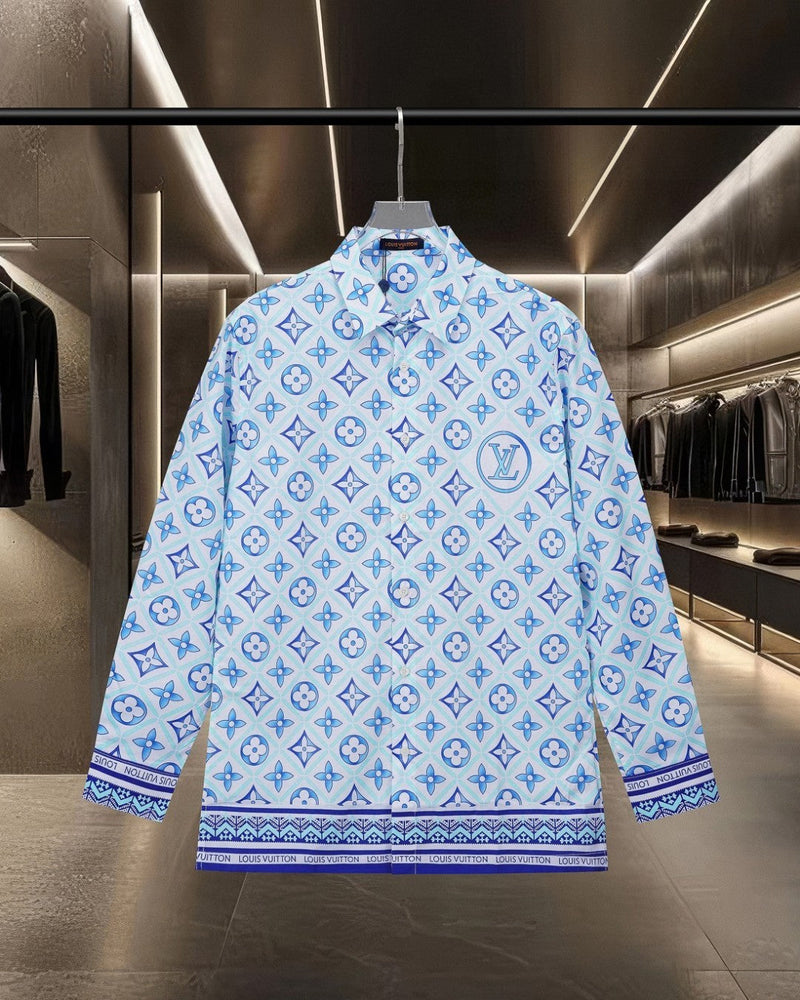 Louis Vuitton - Chemise manches longues motif intégral LV coloré Nuance de Bleu