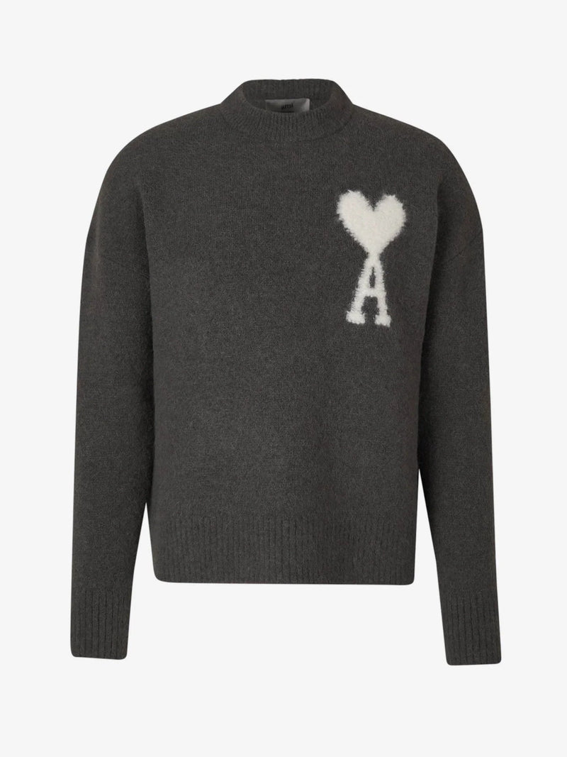 Ami Paris - Pull Ami Gris Coeur Blanc