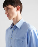 Prada - Chemise à manches courtes en coton stretch Bleu Ciel