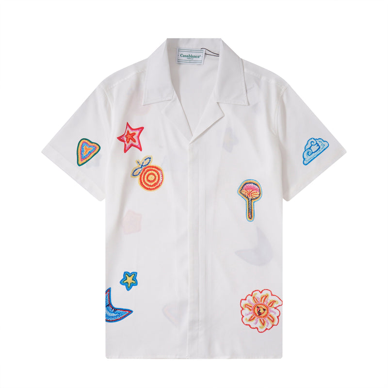 Casablanca Paris - Ensemble CHEMISE + SHORT Motifs colorés Blanc