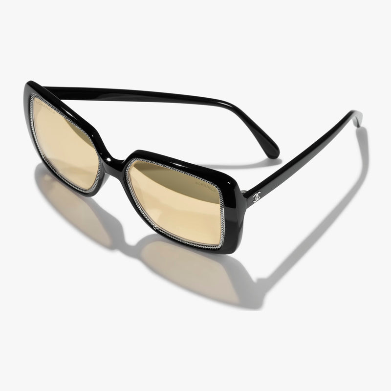 Chanel - Lunettes de soleil carrée Noir Verres Doré