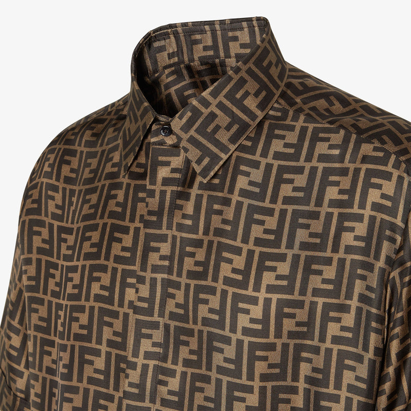 Fendi - Chemise en soie FF Marron