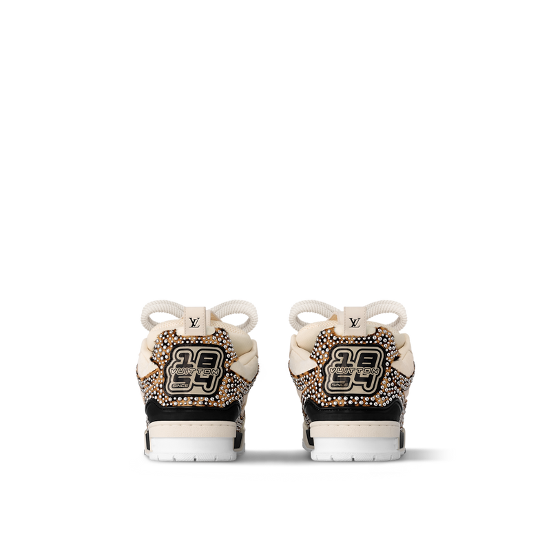 Sneaker LV skate Blanc Cassé Léopard Strass