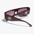 Chanel - Lunettes de soleil carrées Bordeaux