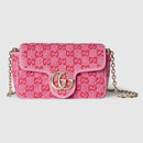 Gucci - Mini Sac à épaule GG Marmont bouclé Rose et Rouge