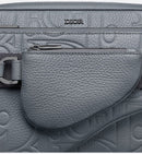 Triple Pouch Saddle Cuir Gris