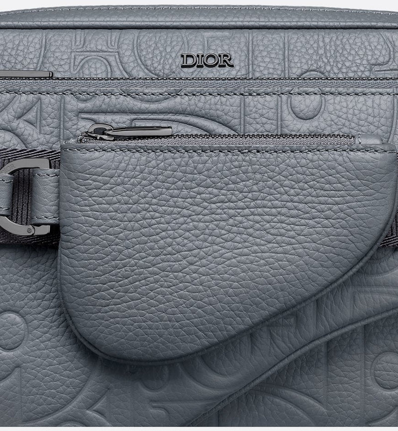 Triple Pouch Saddle Cuir Gris