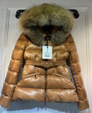 Moncler - Doudoune à fourrure brillante avec ceinture F (2 coloris)