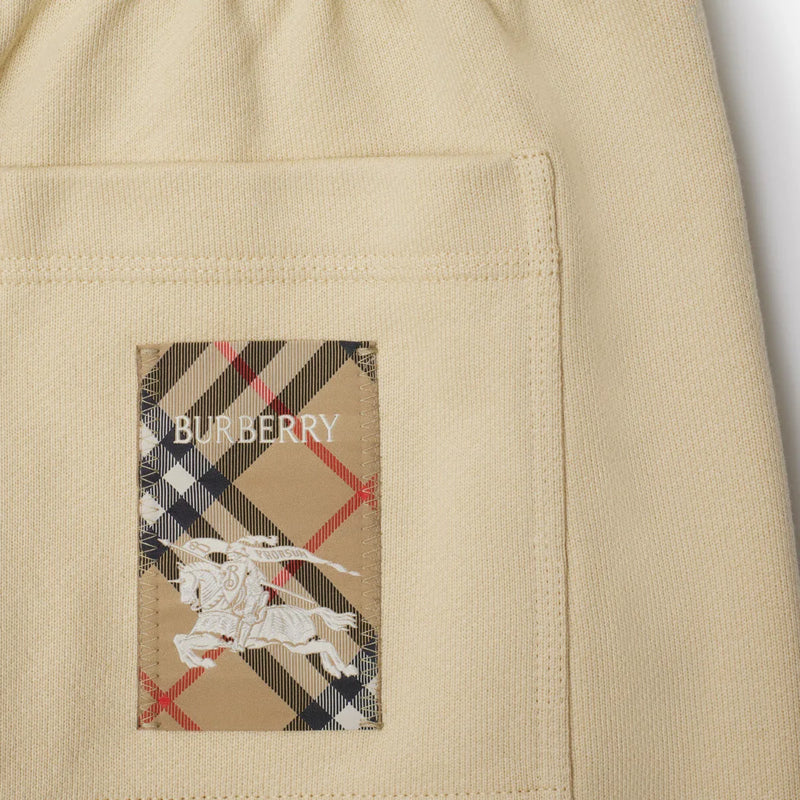 Burberry - Short en coton avec étiquette Check Nutmeg