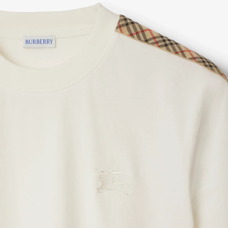 Burberry - T-shirt en coton avec étiquette Chalk