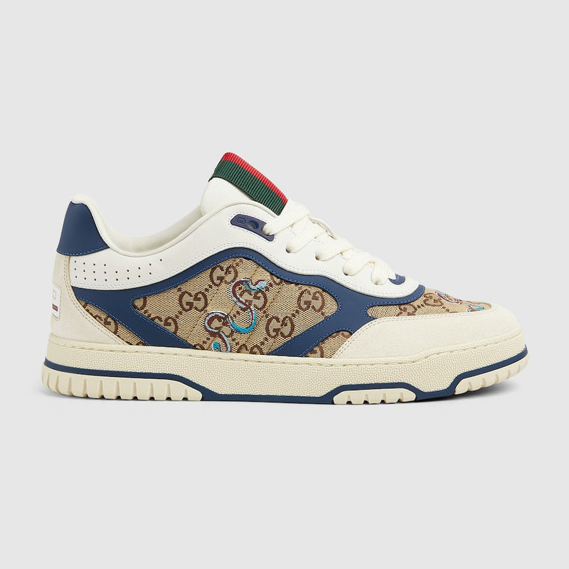 BASKETS GUCCI RE-WEB POUR HOMME Blanc Cassé Blanc Bleu