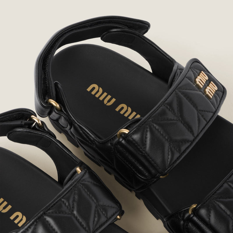 Miu Miu - Sandales sportives en cuir nappa matelassé Noir