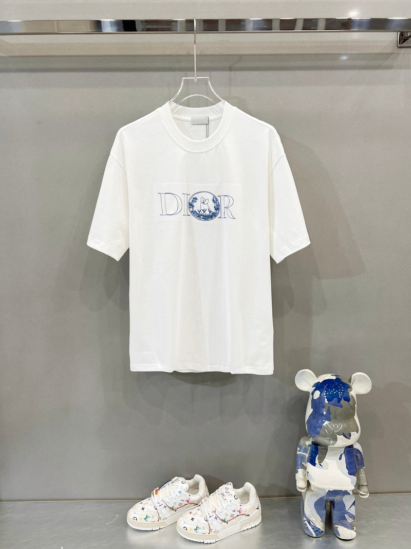 Dior - T-shirt en coton Dior Graphique Coloré Blanc